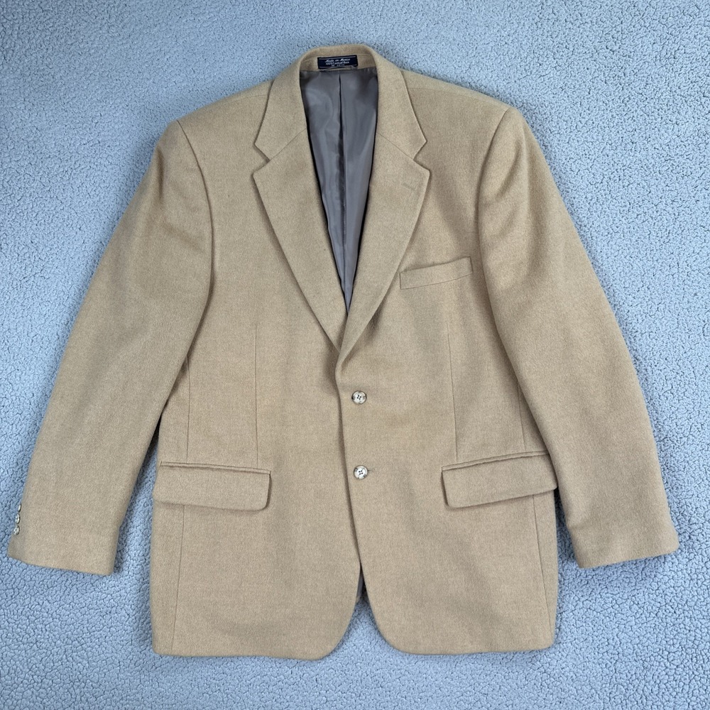 Vintage Haspel 100% Camel Hair Mark Coat Blazer Men 46L Beige 2 Button Lined